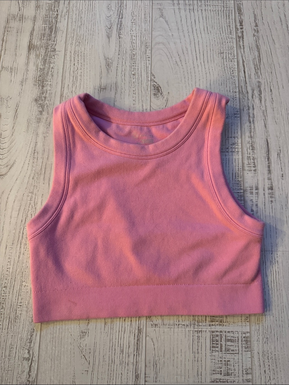Pink Ribbed Crop Tank Top - Girls' Sleeveless Knit